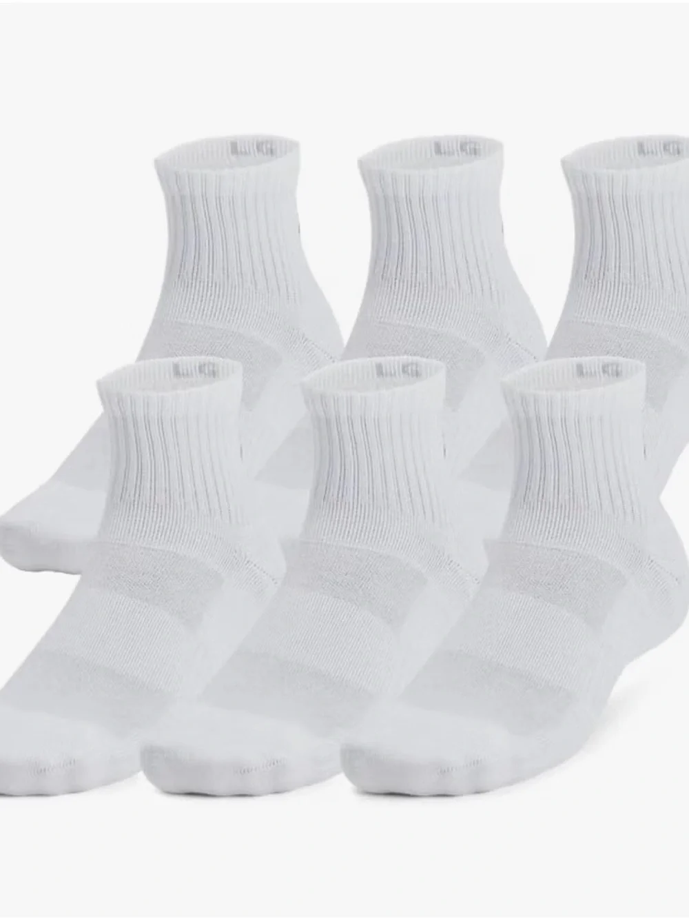 Under Armour Unisex-Adult Training Cotton Quarter Socks 6 Pack, White/BLK 2621